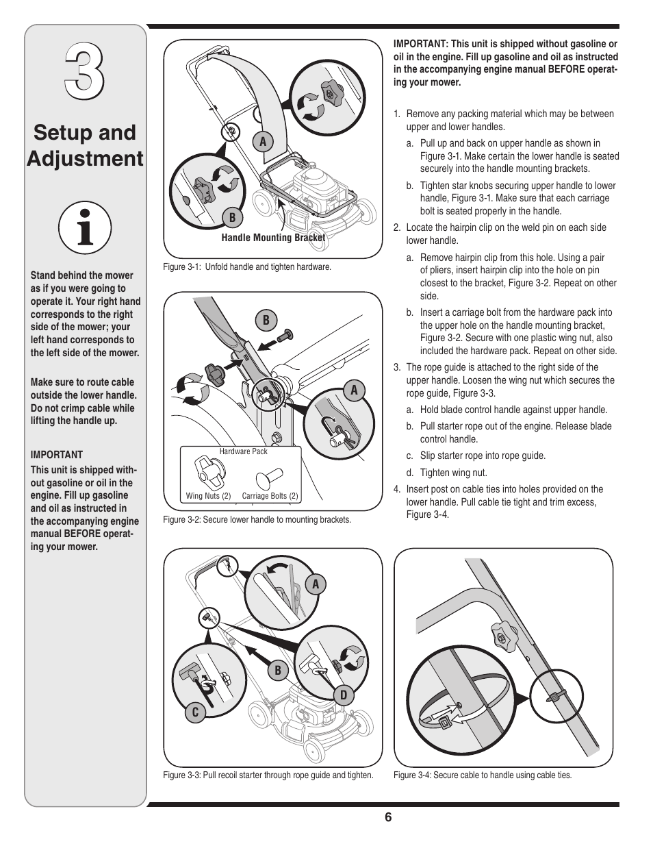 Setup and adjustment | Cub Cadet 439 User Manual | Page 6 / 16