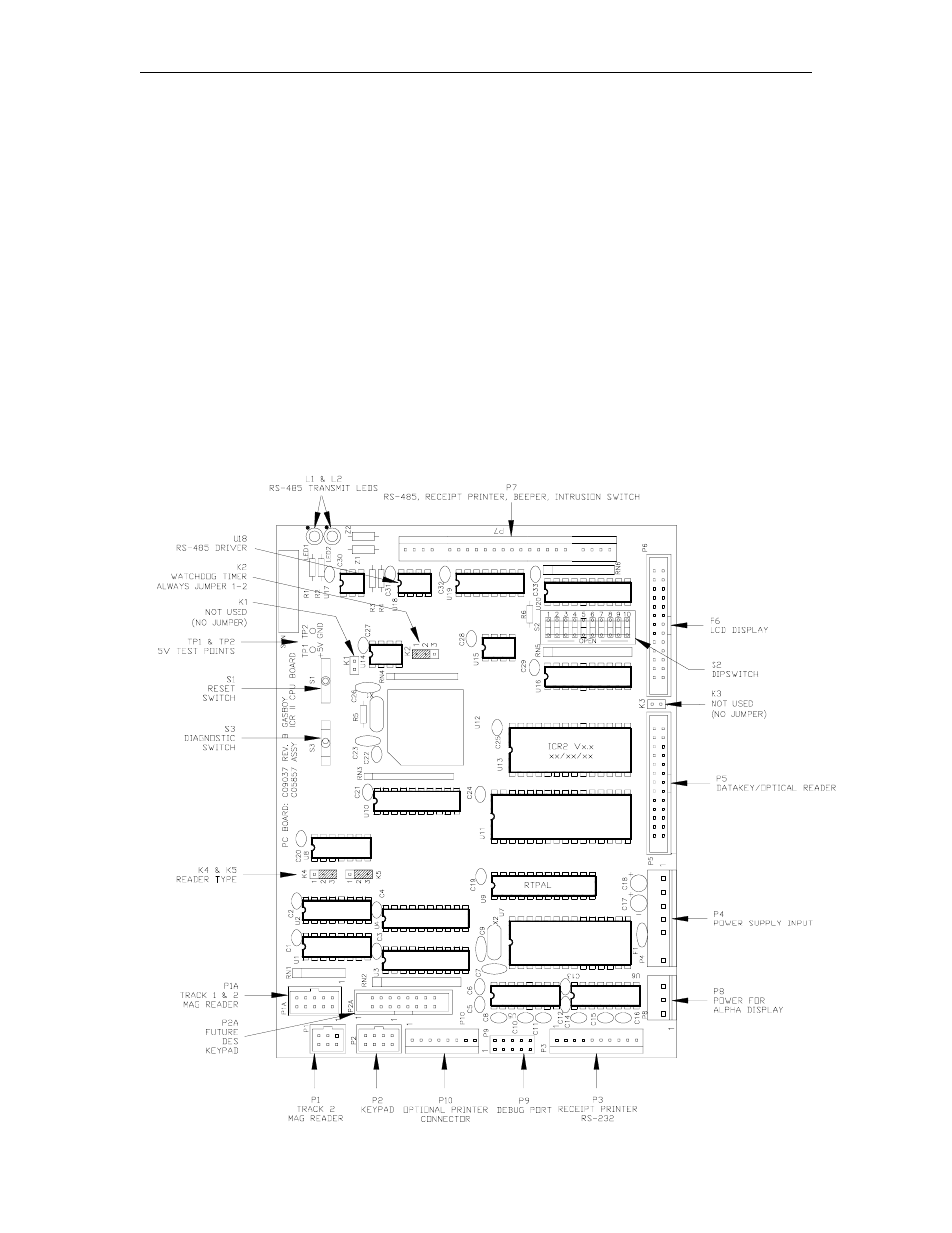 Island card reader 2 cpu pcb (c05857), Layout | Gasboy CFN Series Diagnostic Manual User Manual | Page 127 / 428