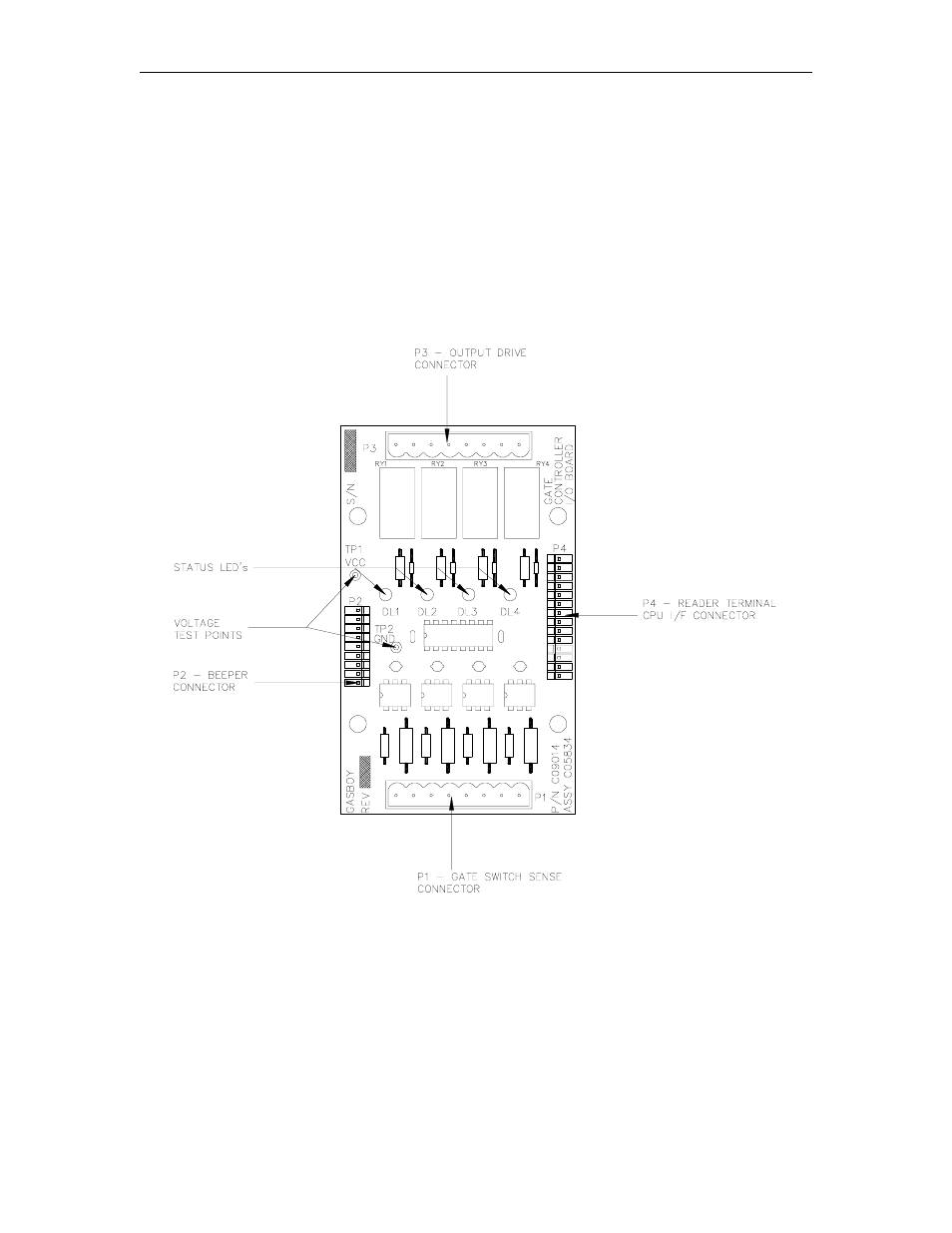 Gate controller i/o pcb (c05834), Layout | Gasboy CFN Series Diagnostic Manual User Manual | Page 151 / 428