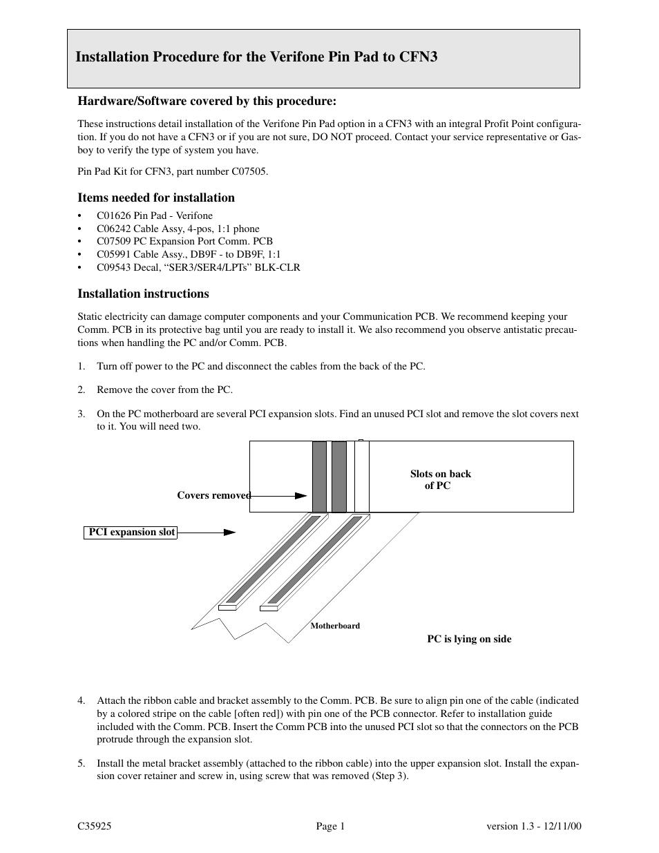 Gasboy PIN Pad-CFN III User Manual | 2 pages