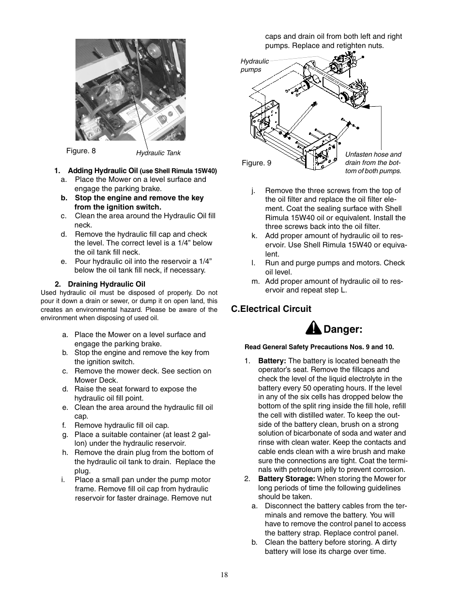 Danger | Cub Cadet Fabricated Deck InDirect Injection Diesel User Manual | Page 18 / 32