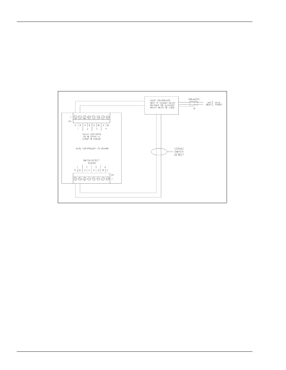 Gate controller wiring using gate reader | Gasboy CFN Series Site Controller III User Manual | Page 46 / 86