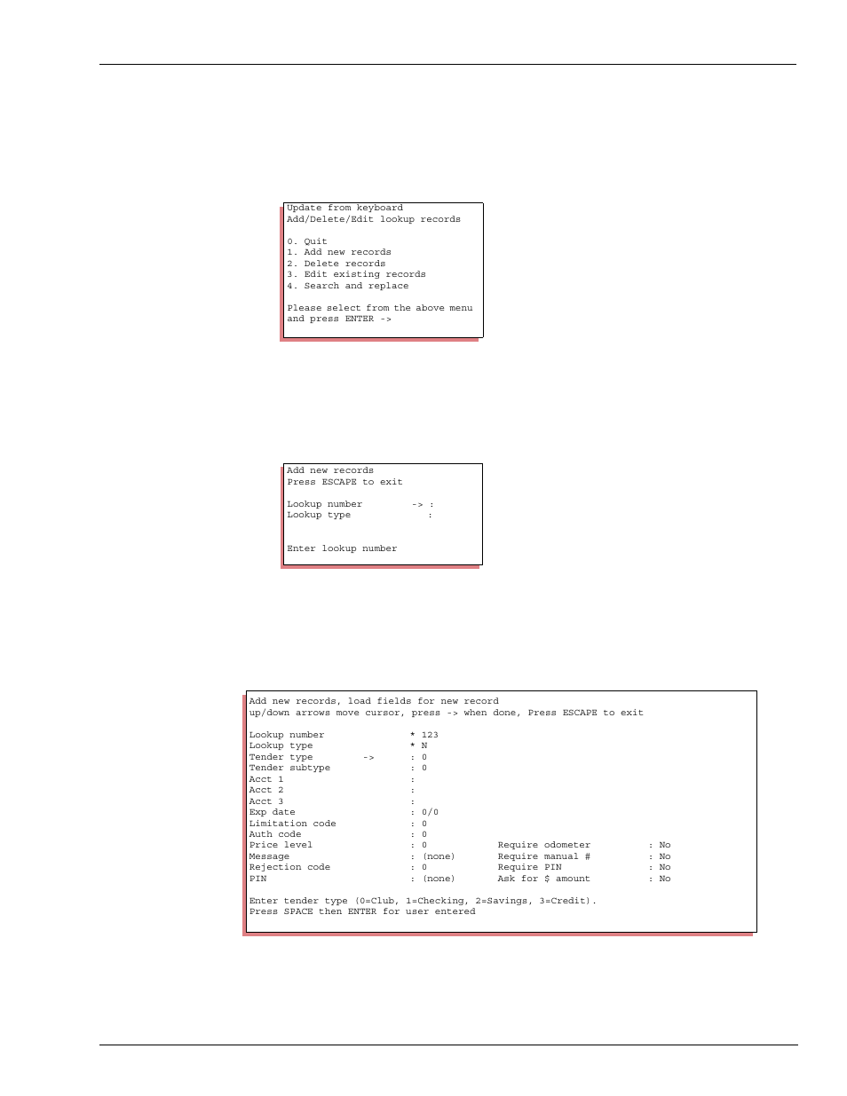 Update from keyboard, Add new records | Gasboy CFN III Mgnr's Mnl V3.4 User Manual | Page 137 / 336