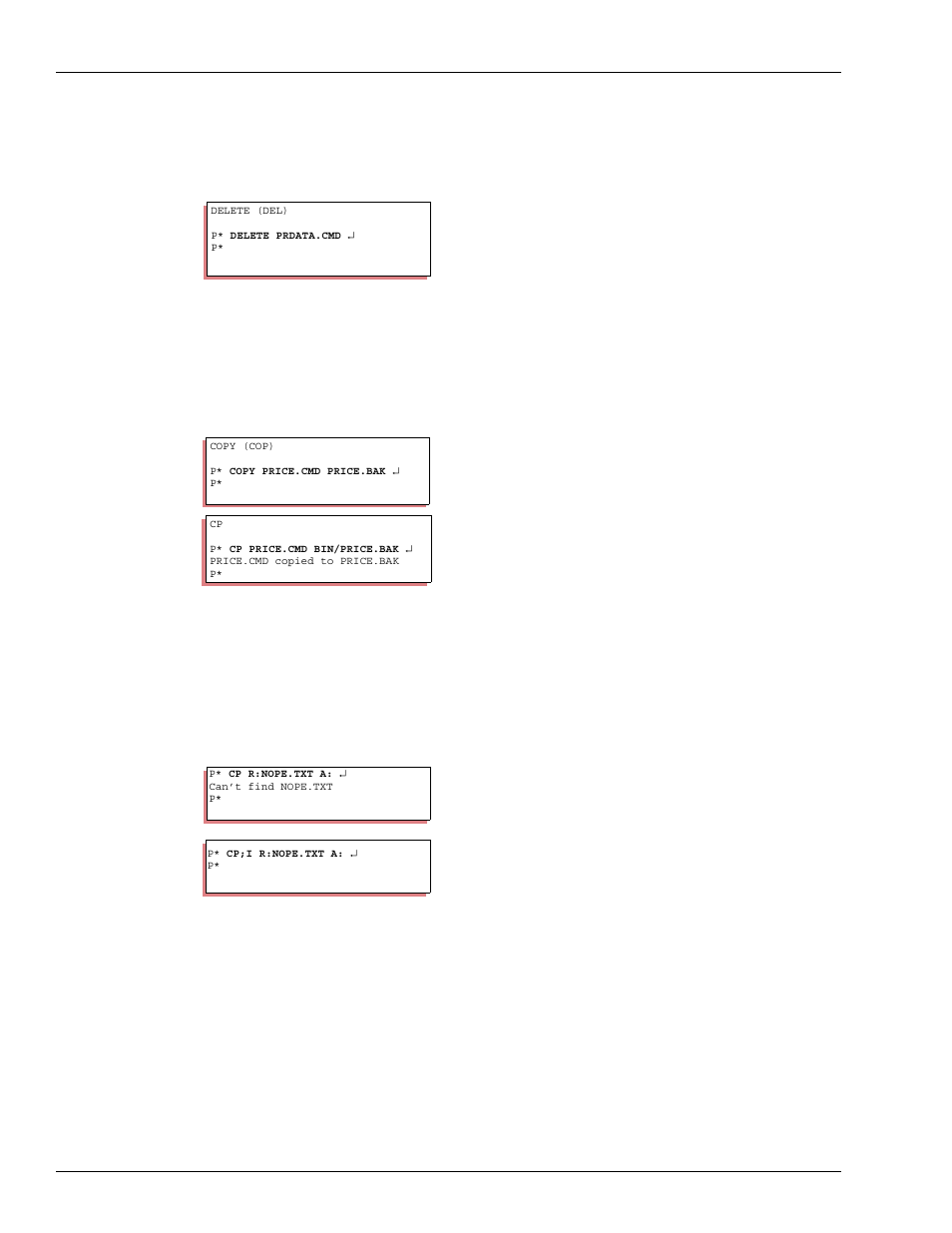 How to remove user files, How to copy files, Cp without error messages | How to remove user files how to copy files | Gasboy CFN III Mgnr's Mnl V3.4 User Manual | Page 172 / 336