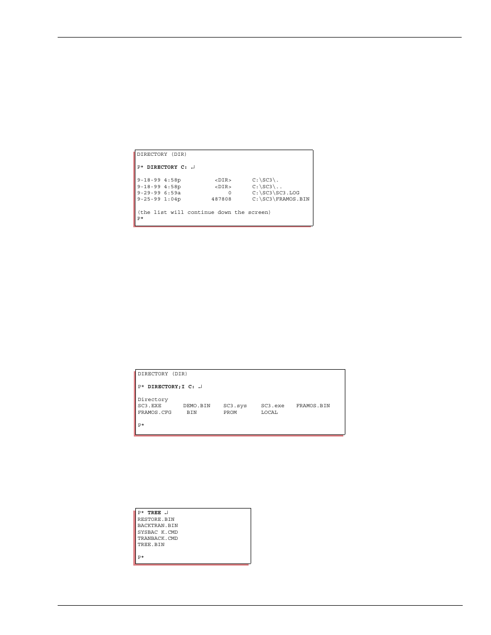 Directory commands, How to list files in a directory, How to print a short file list | How to list all files below a directory | Gasboy CFN III Mgnr's Mnl V3.4 User Manual | Page 175 / 336