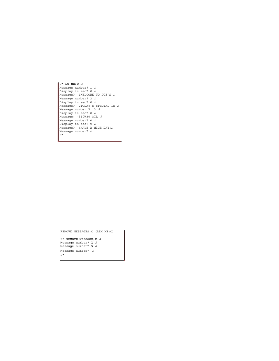 How to load messages, How to delete messages, How to load messages how to delete messages | Type: remove message | Gasboy CFN III Mgnr's Mnl V3.4 User Manual | Page 52 / 336