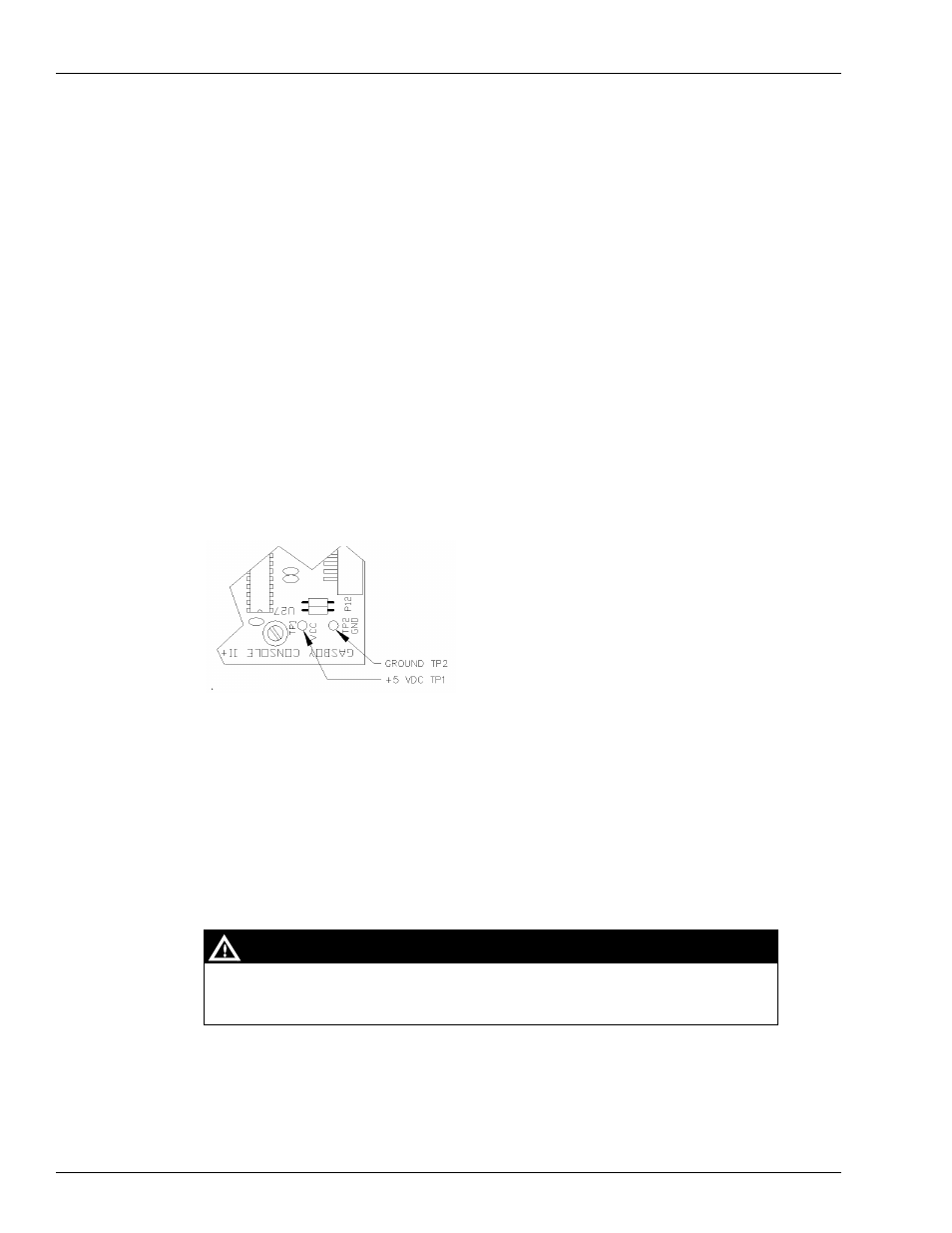 Checkpoint console, 5 vdc measurement, 5 vdc adjustment | Figure 9-4: checkpoint +5 vdc measurement point, Warning | Gasboy Site Controller III Start-Up User Manual | Page 76 / 138