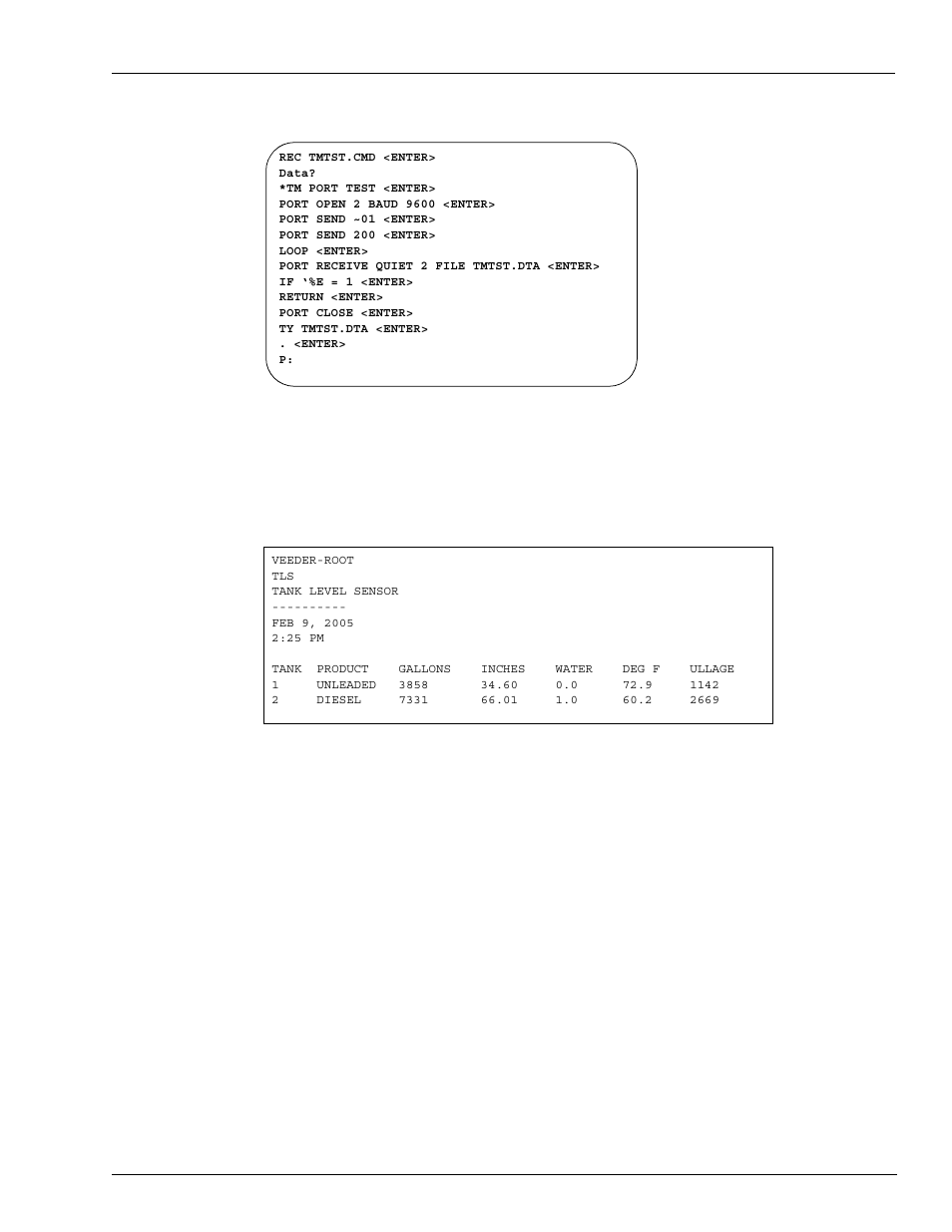 Figure 10-2: sample tank monitor printout | Gasboy Site Controller III Start-Up User Manual | Page 85 / 138