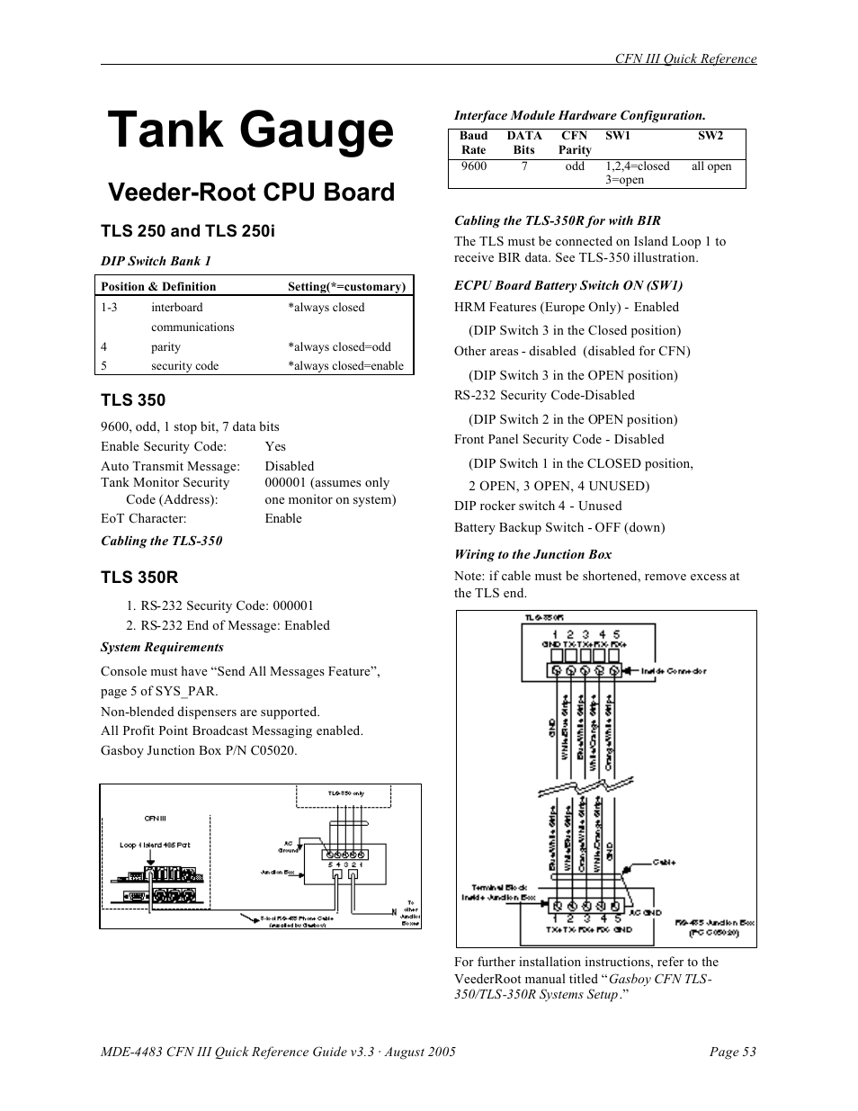 Tank gauge, Veeder-root cpu board | Gasboy CFN III Quick Reference Guide v3.3 User Manual | Page 57 / 64