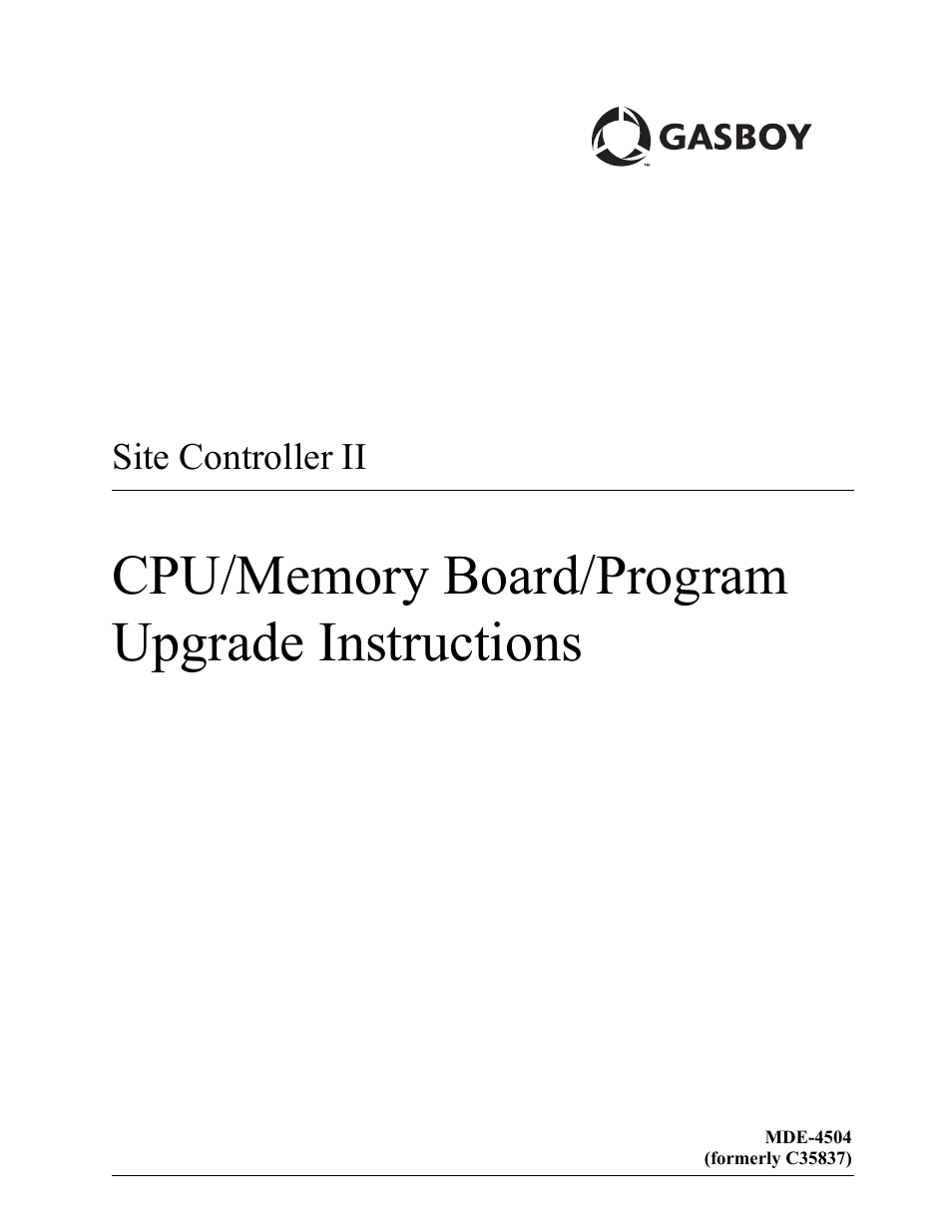 Gasboy Site Controller II CPU User Manual | 26 pages