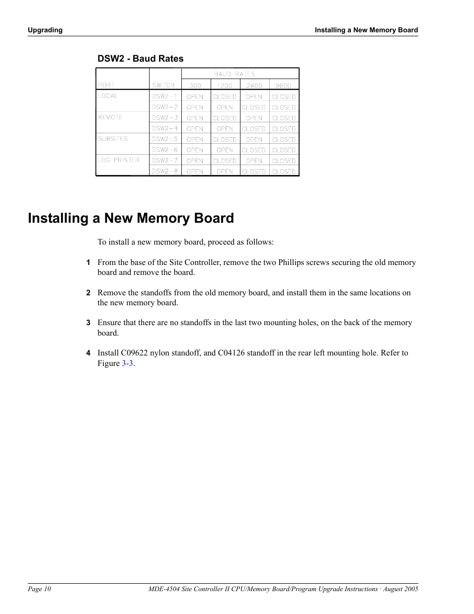 Installing a new memory board, Installing a new memory board -10 | Gasboy Site Controller II CPU User Manual | Page 14 / 26