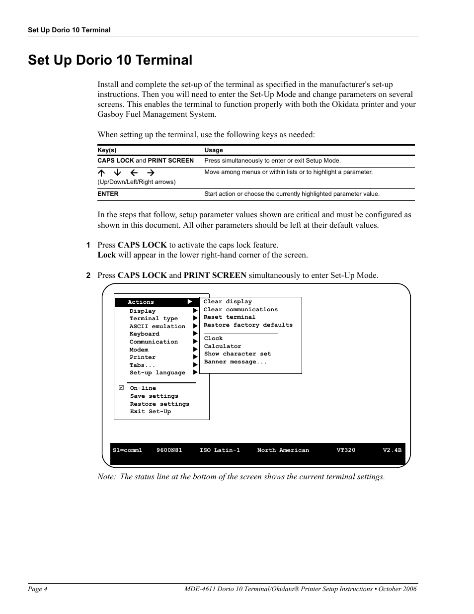 Set up dorio 10 terminal | Gasboy Dorio 10 User Manual | Page 4 / 12