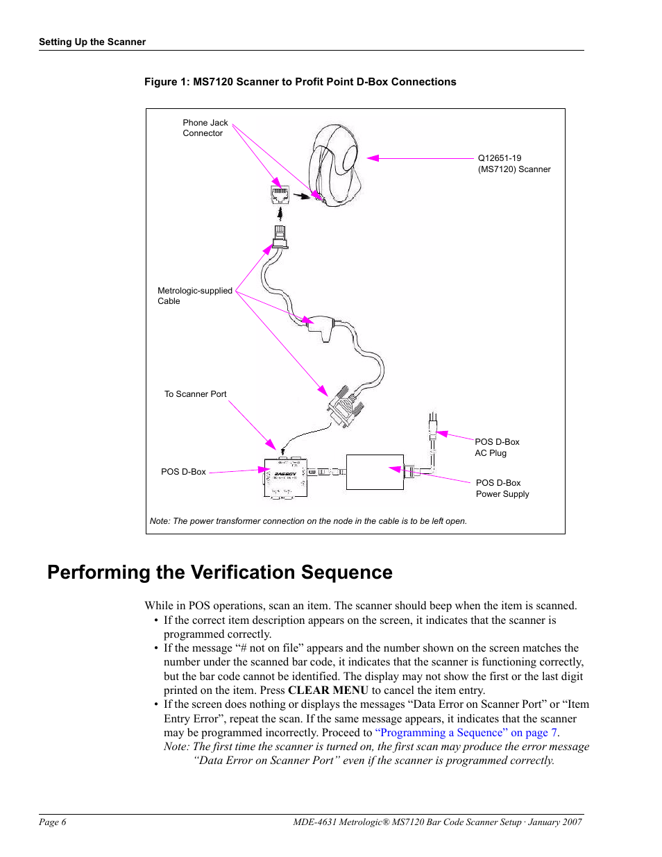 Performing the verification sequence | Gasboy MS7120 Bar Code Scanner Setup User Manual | Page 6 / 14