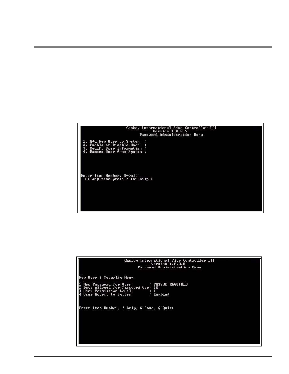 Appendix e: admpass program, Admpass program, Rity in | Gasboy CFN III V3.6 and Later User Manual | Page 69 / 106