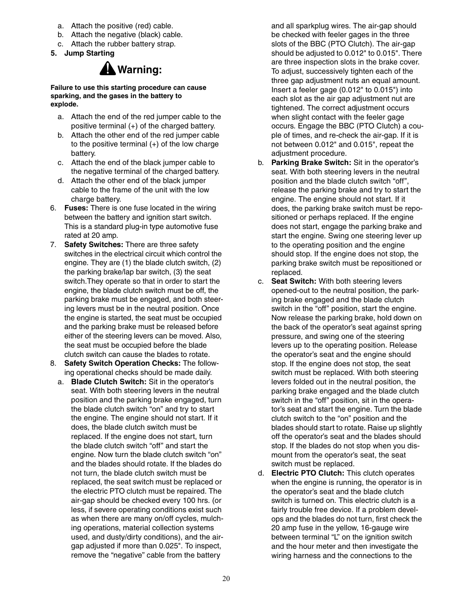 Warning | Cub Cadet 22HP ENFORCER 48  EN User Manual | Page 20 / 32