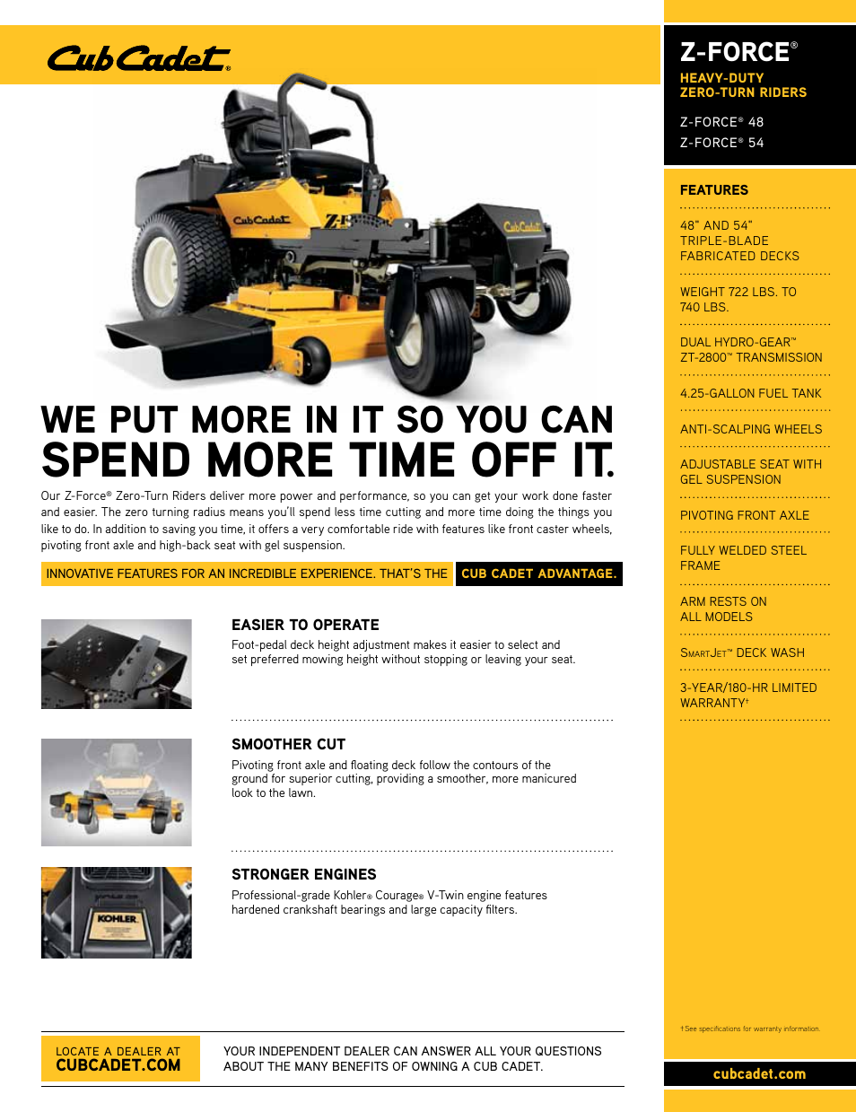 Cub Cadet Z-FORCE 54 User Manual | 2 pages