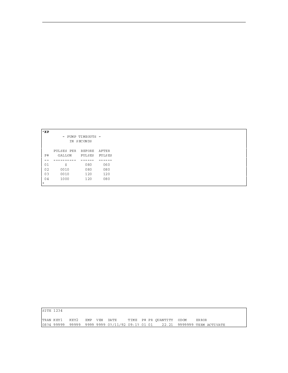 Pulse rates, Activate/inactivate pump via terminal | Gasboy 1000 Series Technical Reference Manual User Manual | Page 108 / 155