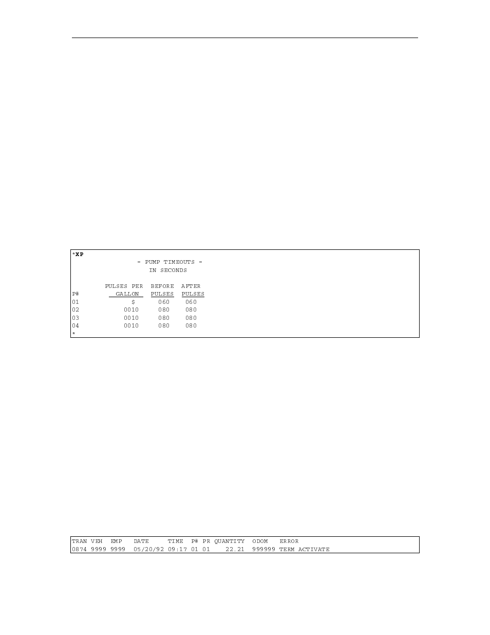 Loadable pump timeouts, Pulse rates, Activate/inactivate pump via terminal | Gasboy 1000 Series Technical Reference Manual User Manual | Page 77 / 155