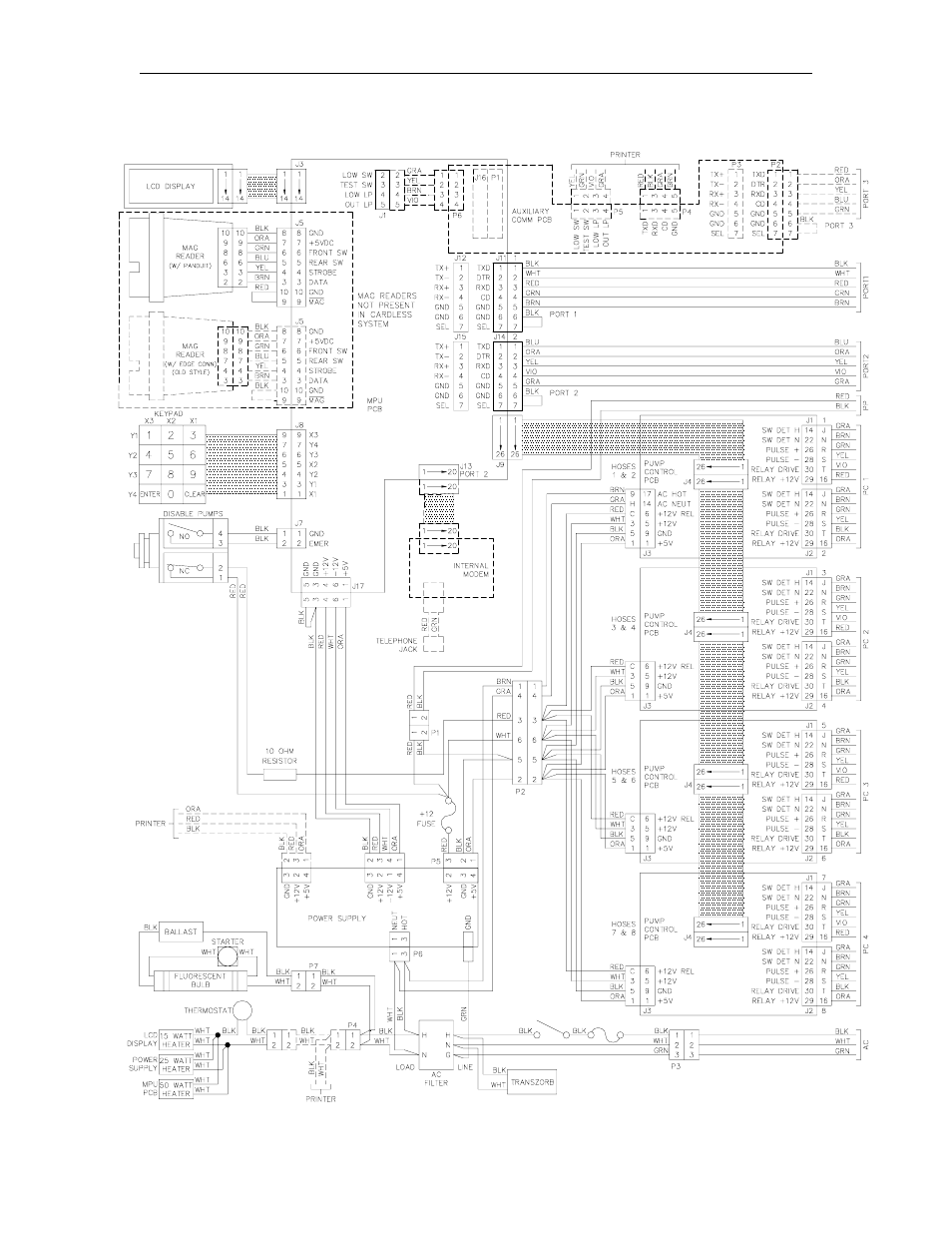 Internal wiring - mag or cardless system | Gasboy 1000 Series FMS Diagnostic Manual User Manual | Page 13 / 163