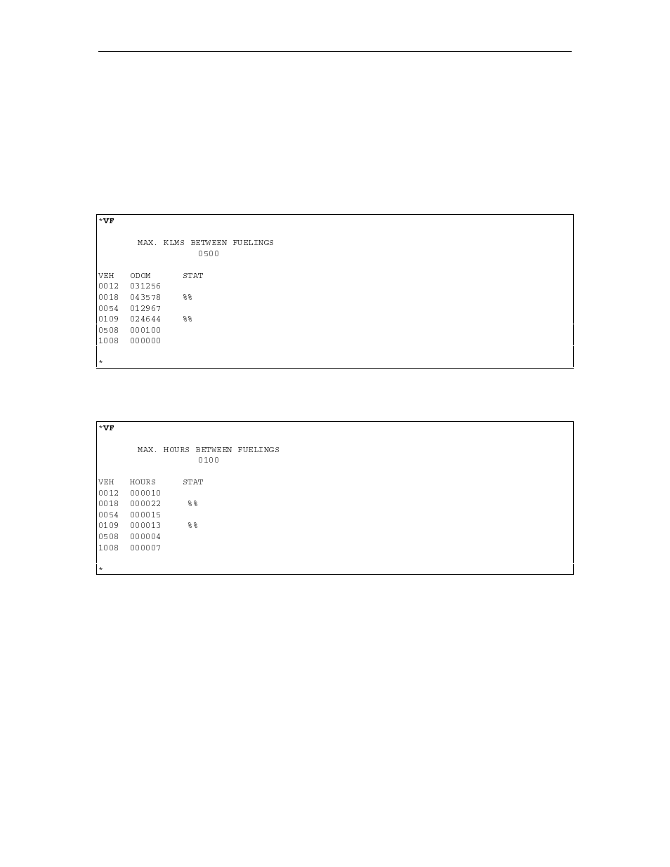 Vf - print vehicle file | Gasboy 1000 Series FMS Operation Manual User Manual | Page 187 / 241