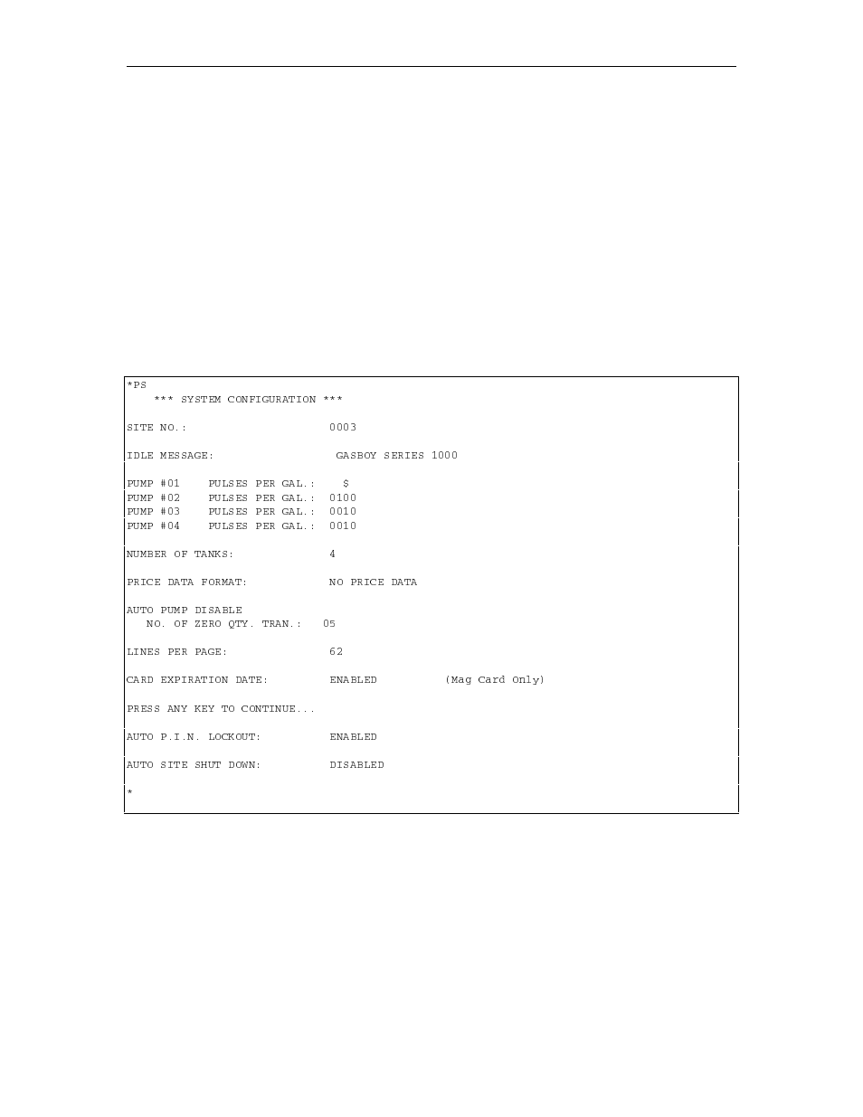 Ps - print system configuration | Gasboy 1000 Series FMS Operation Manual User Manual | Page 40 / 241