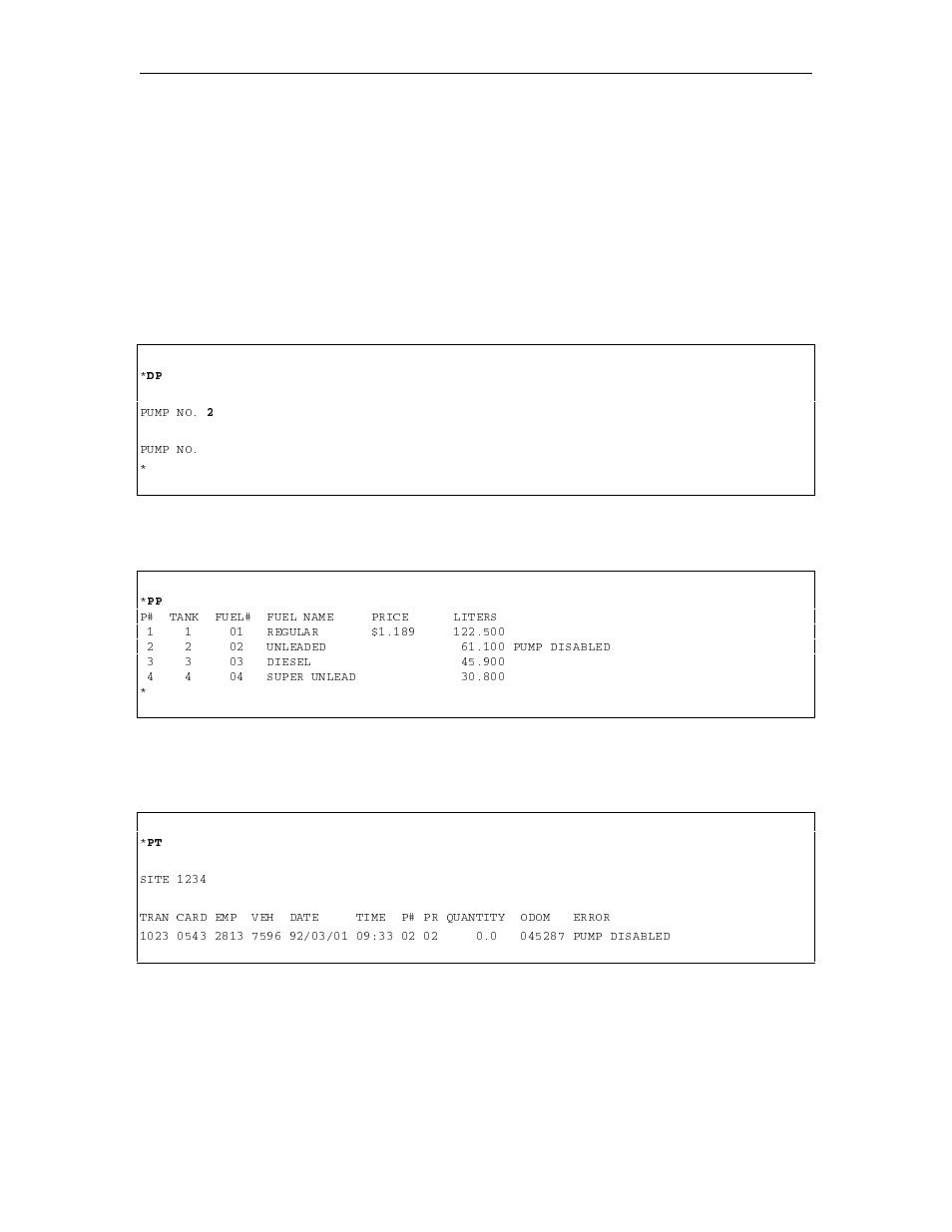 Dp - disable a pump | Gasboy 1000 Series FMS Operation Manual User Manual | Page 73 / 241