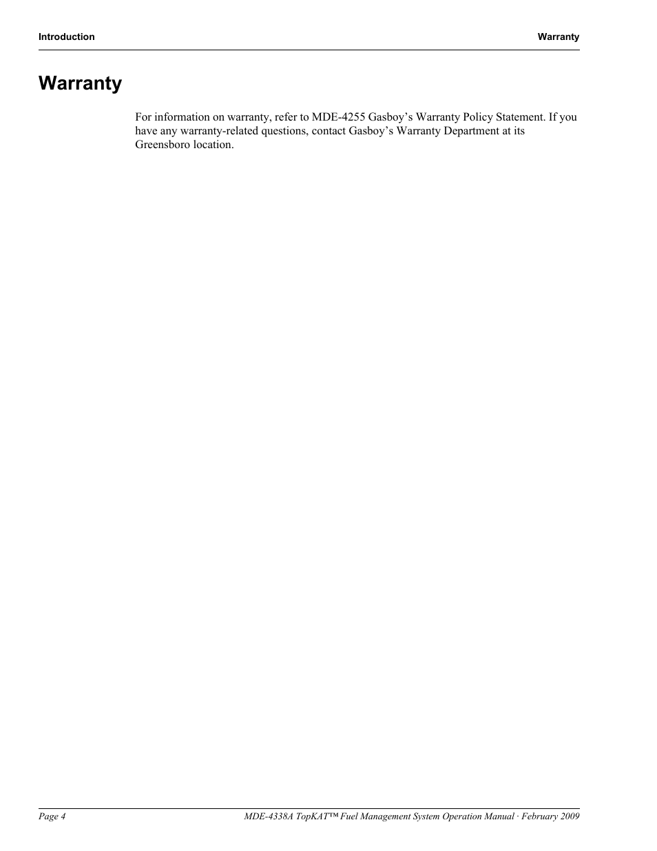 Warranty | Gasboy TopKAT Operation Manual User Manual | Page 12 / 160