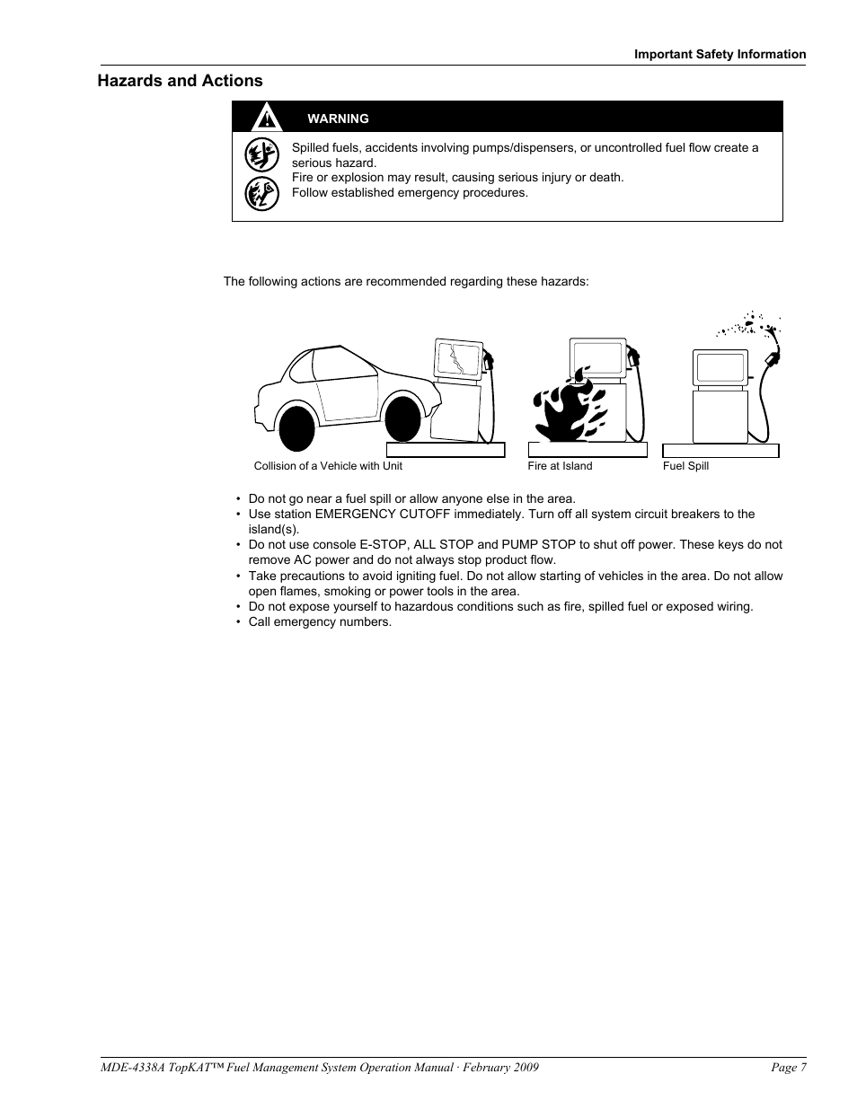 Hazards and actions | Gasboy TopKAT Operation Manual User Manual | Page 15 / 160