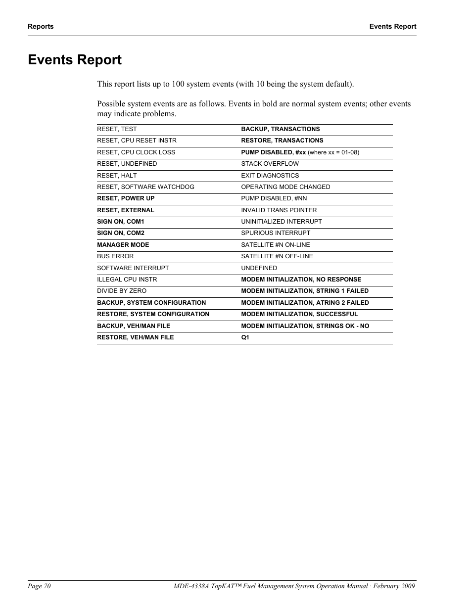 Events report | Gasboy TopKAT Operation Manual User Manual | Page 78 / 160