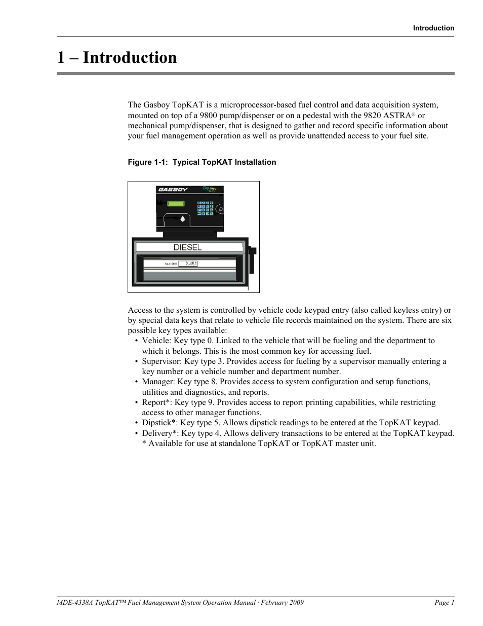 1 - introduction, 1 – introduction | Gasboy TopKAT Operation Manual User Manual | Page 9 / 160