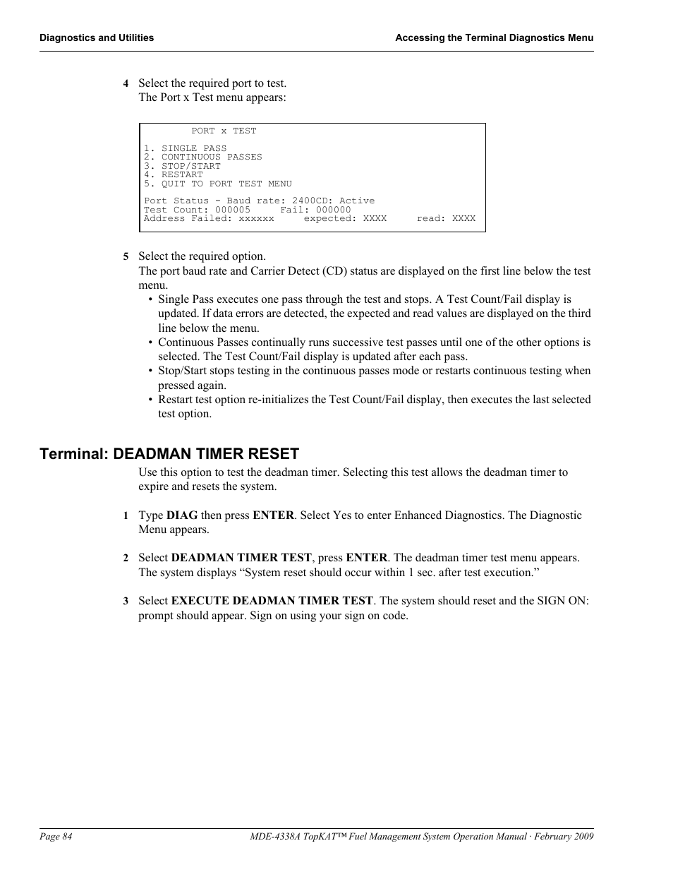 Terminal: deadman timer reset | Gasboy TopKAT Operation Manual User Manual | Page 92 / 160