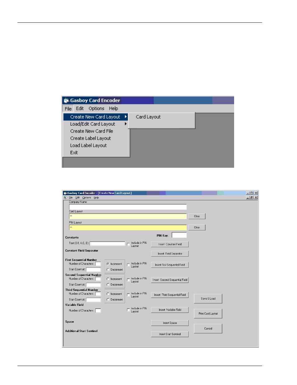 Creating a card layout, Creating a card layout -2 | Gasboy Magnetic Card Encoder User Manual | Page 18 / 42