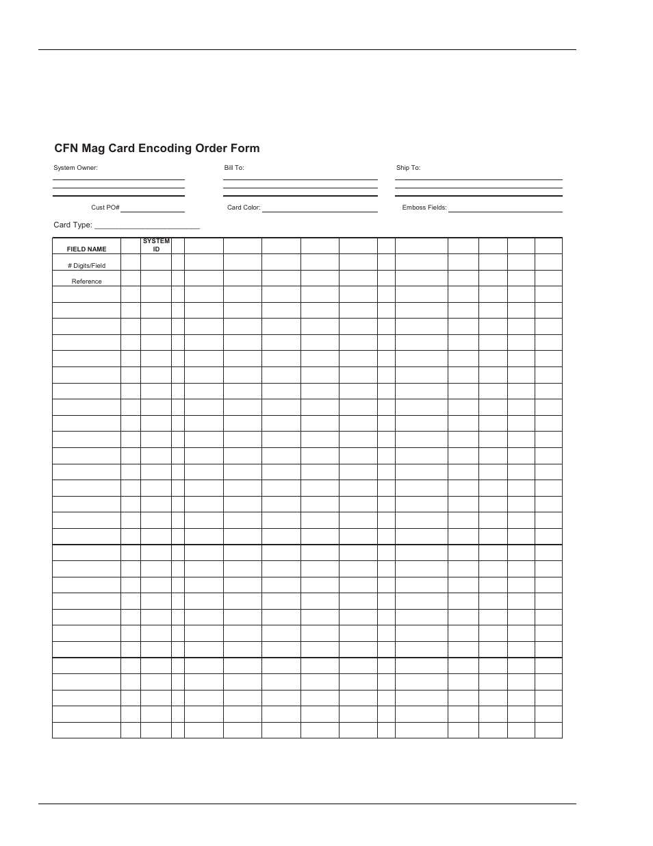 Cfn mag card encoding order form | Gasboy CFN Series User Manual | Page 38 / 42