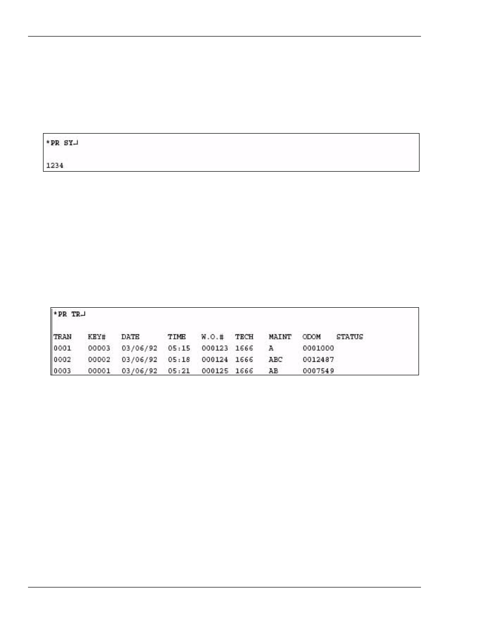 Print system (pr sy), Print transactions (pr tr), Read key (rea ke) | Gasboy FMS KE200 User Manual | Page 60 / 96