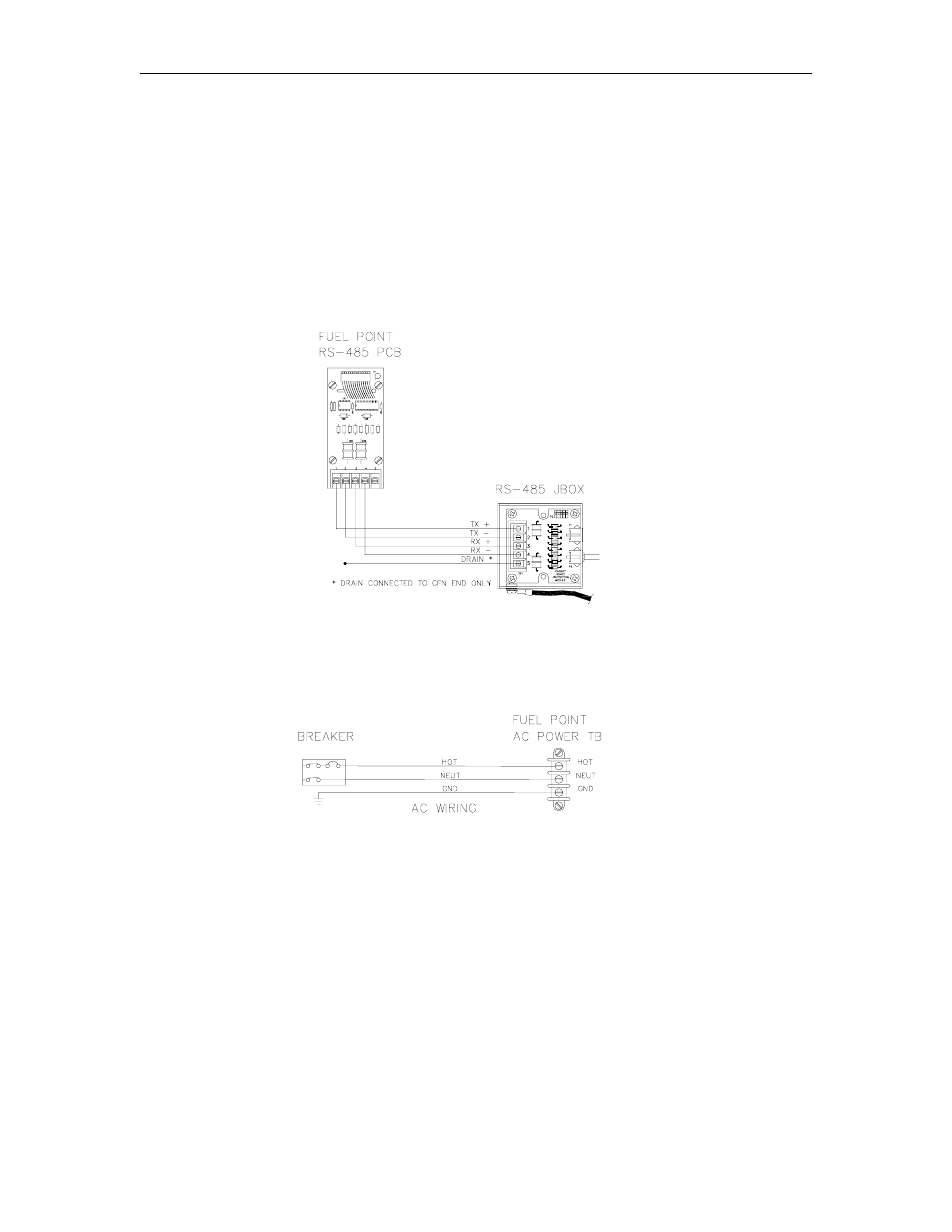 Field wiring, cfn ac power and rs-485 | Gasboy Fuel Point Reader User Manual | Page 25 / 42