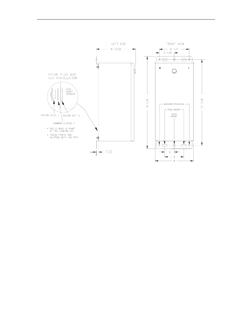 Fpr dimensions, Fms pedestal mount, Fpr dimensions fms pedestal mount | Gasboy Fuel Point Reader User Manual | Page 29 / 42