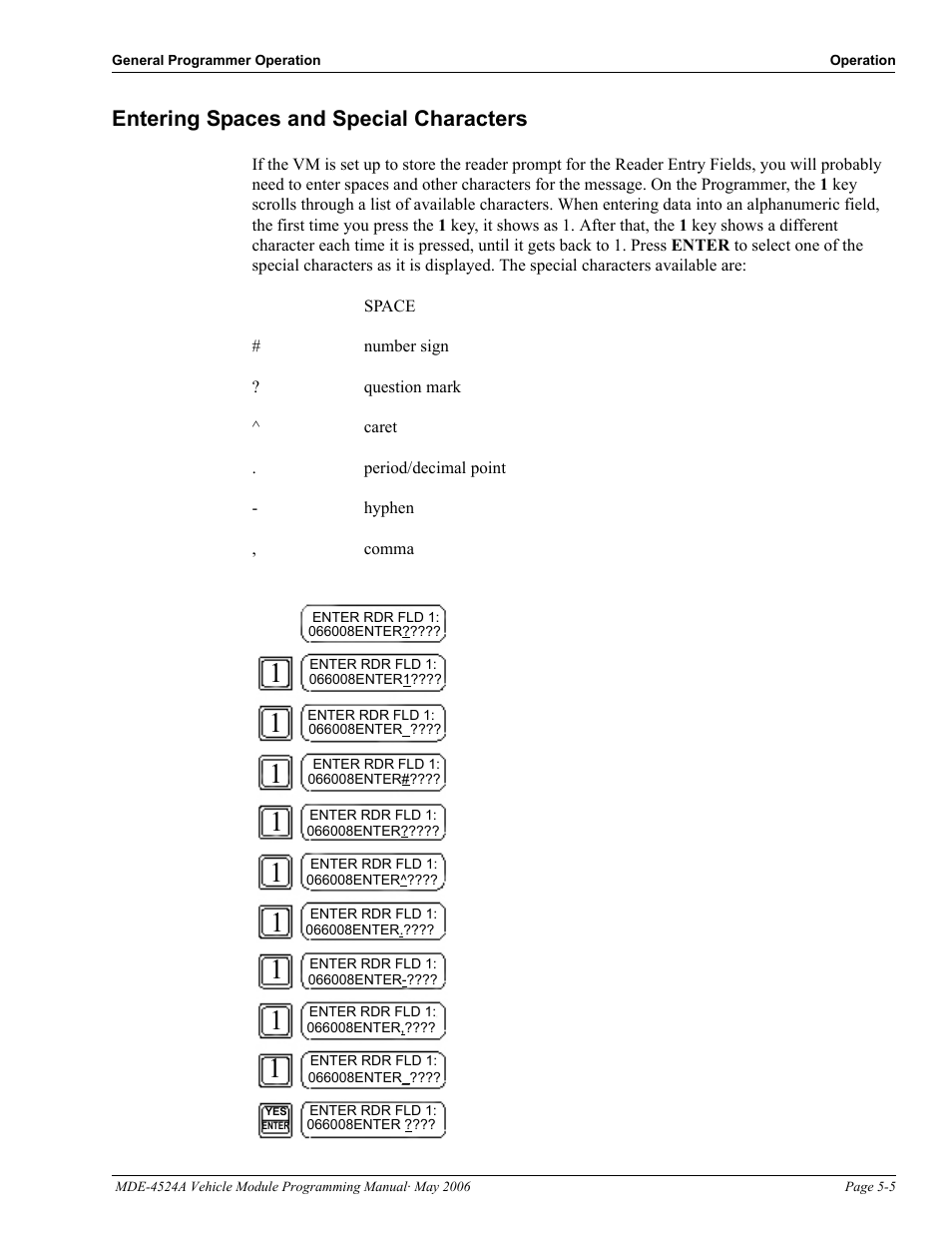 Entering spaces and special characters, Entering spaces and special characters -5 | Gasboy Fuel Point Vehicle Module User Manual | Page 33 / 48