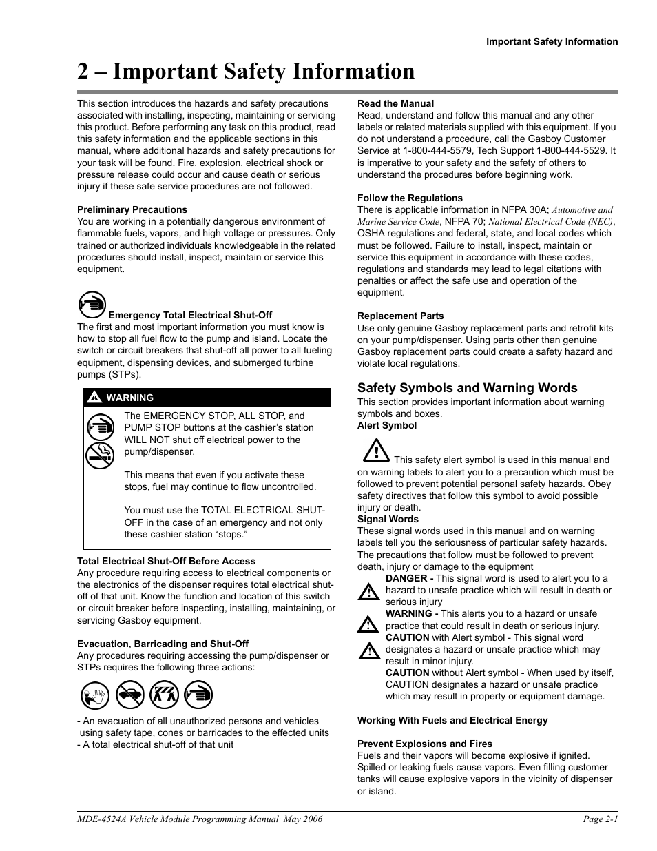 2 - important safety information, 2 – important safety information | Gasboy Fuel Point Vehicle Module User Manual | Page 7 / 48