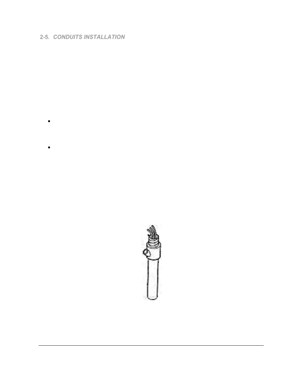 5. conduits installation, 5.1. general, 5.2. installing conduits in island | 5.3. sealing conduits, Figure 2-3 conduit fitting | Gasboy Islander PLUS User Manual | Page 47 / 146