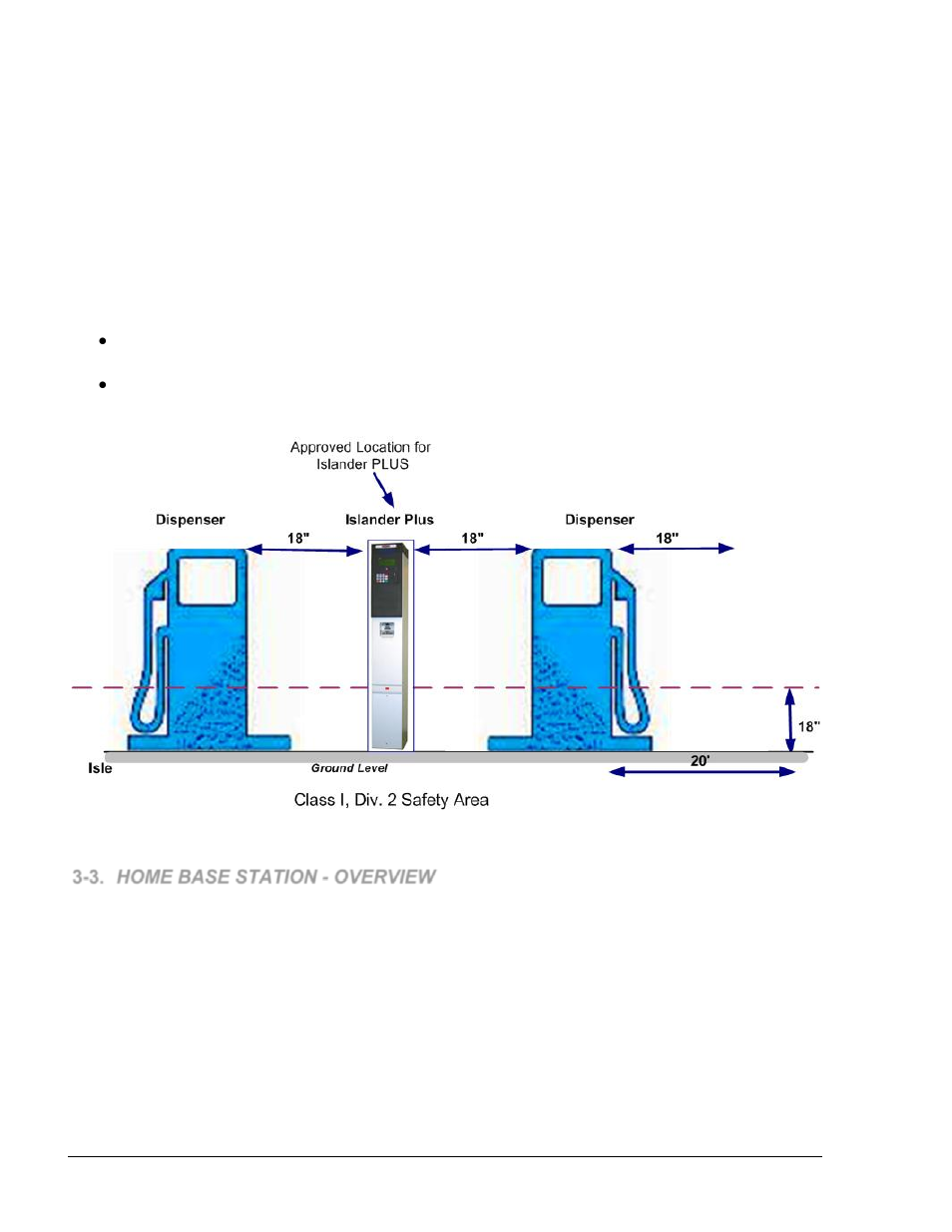 2.3. safety distances, 3. home base station - overview, 3.1. general | Gasboy Islander PLUS User Manual | Page 58 / 146