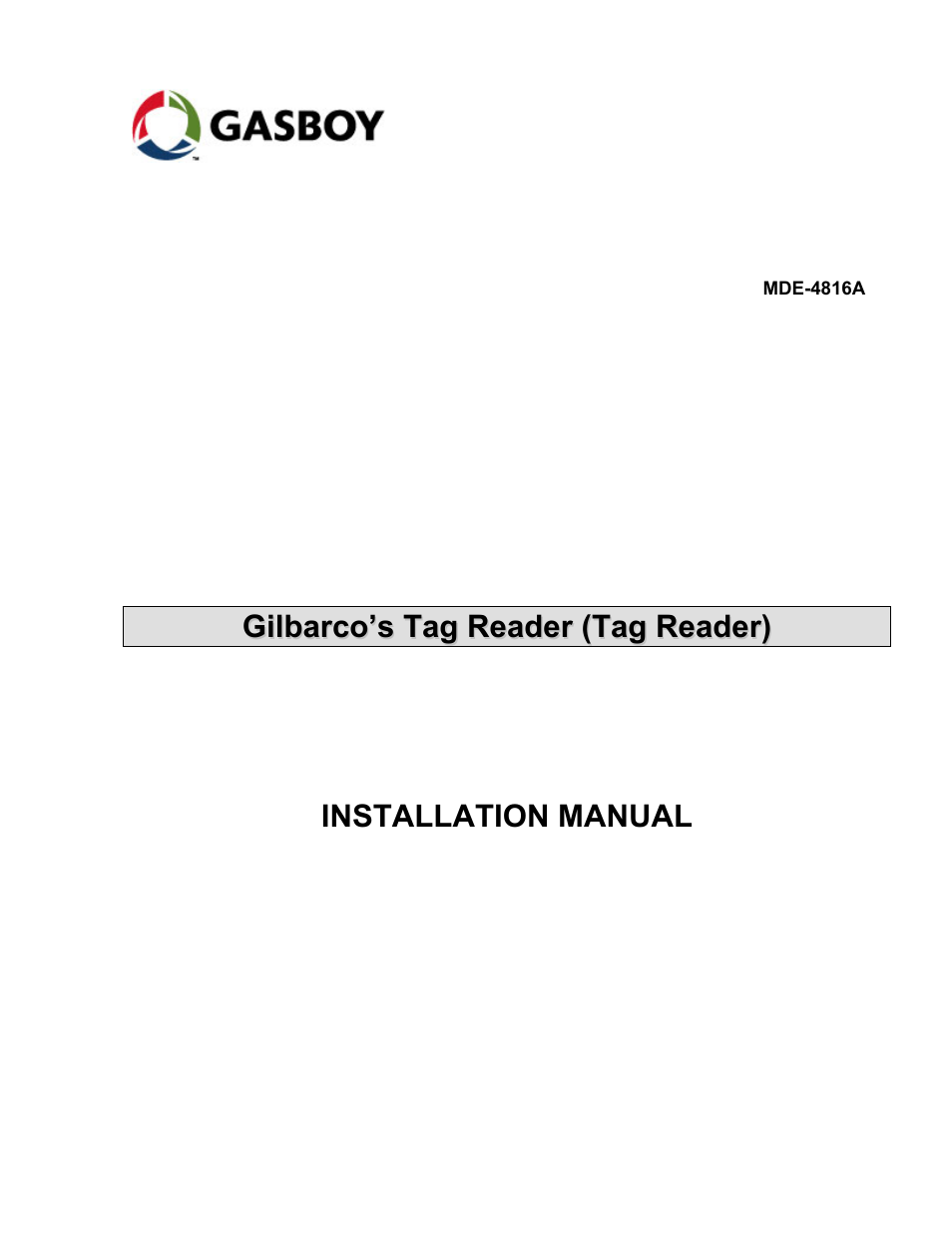 Gasboy Tag Reader User Manual | 28 pages
