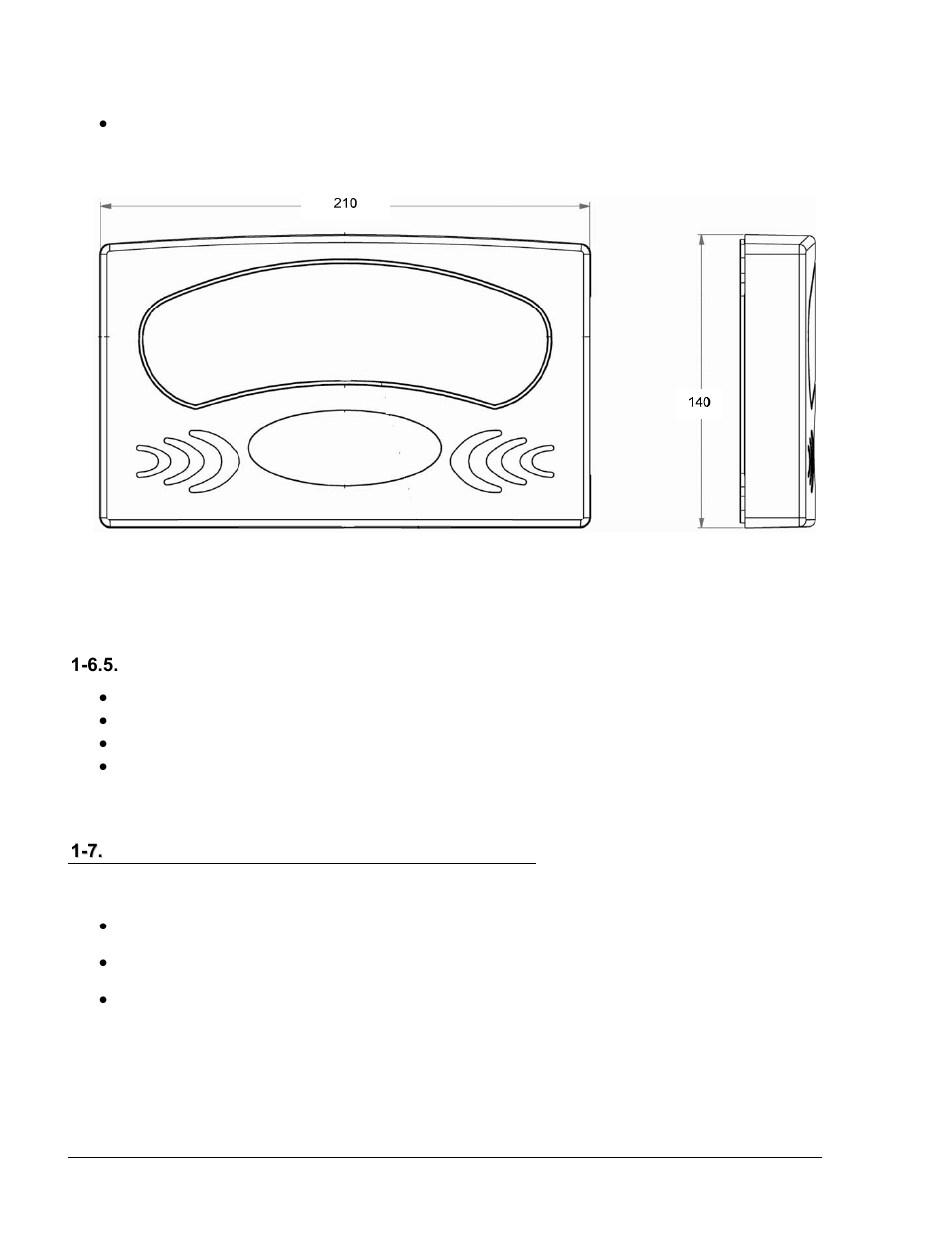 6.5. environmental, 7. types, Figure 1-4. tag reader – dimensions | Gasboy Tag Reader User Manual | Page 14 / 28