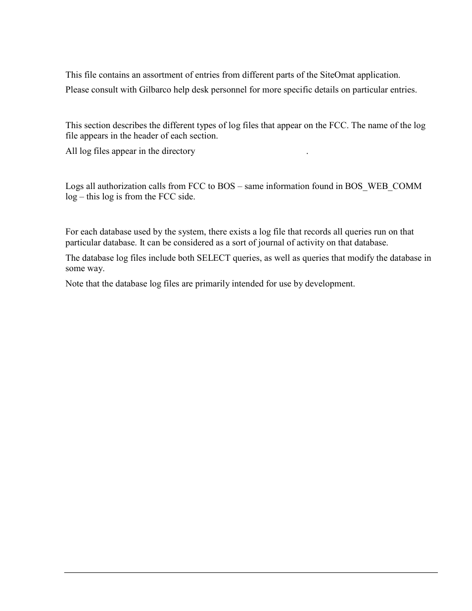 4.4.5. debug log (debug.log), 4.5. fcc log files | Gasboy SiteOmat Maintenance Manual User Manual | Page 195 / 298