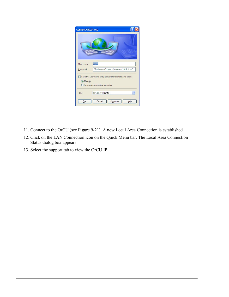 Figure 9-21. connecting to orcu, Select the support tab to view the orcu ip | Gasboy SiteOmat Maintenance Manual User Manual | Page 268 / 298