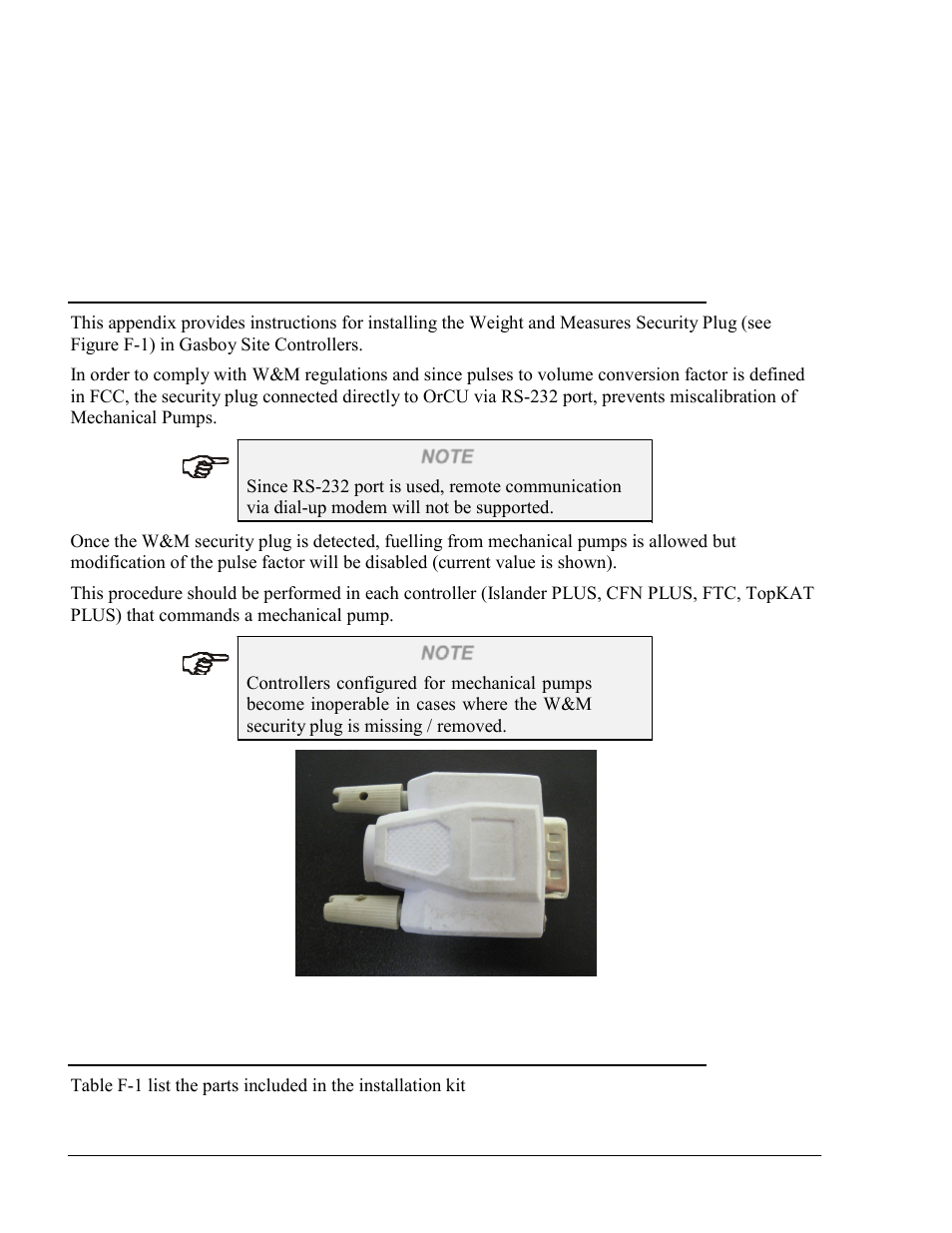 Appendix f weight and measures security plug | Gasboy SiteOmat Maintenance Manual User Manual | Page 284 / 298