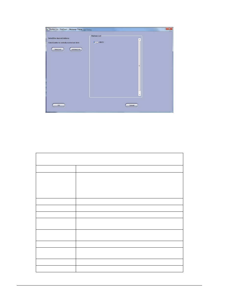Figure 7-7. station list dialog box, Table 7-2. export fields | Gasboy SiteOmat Users Manual User Manual | Page 118 / 148