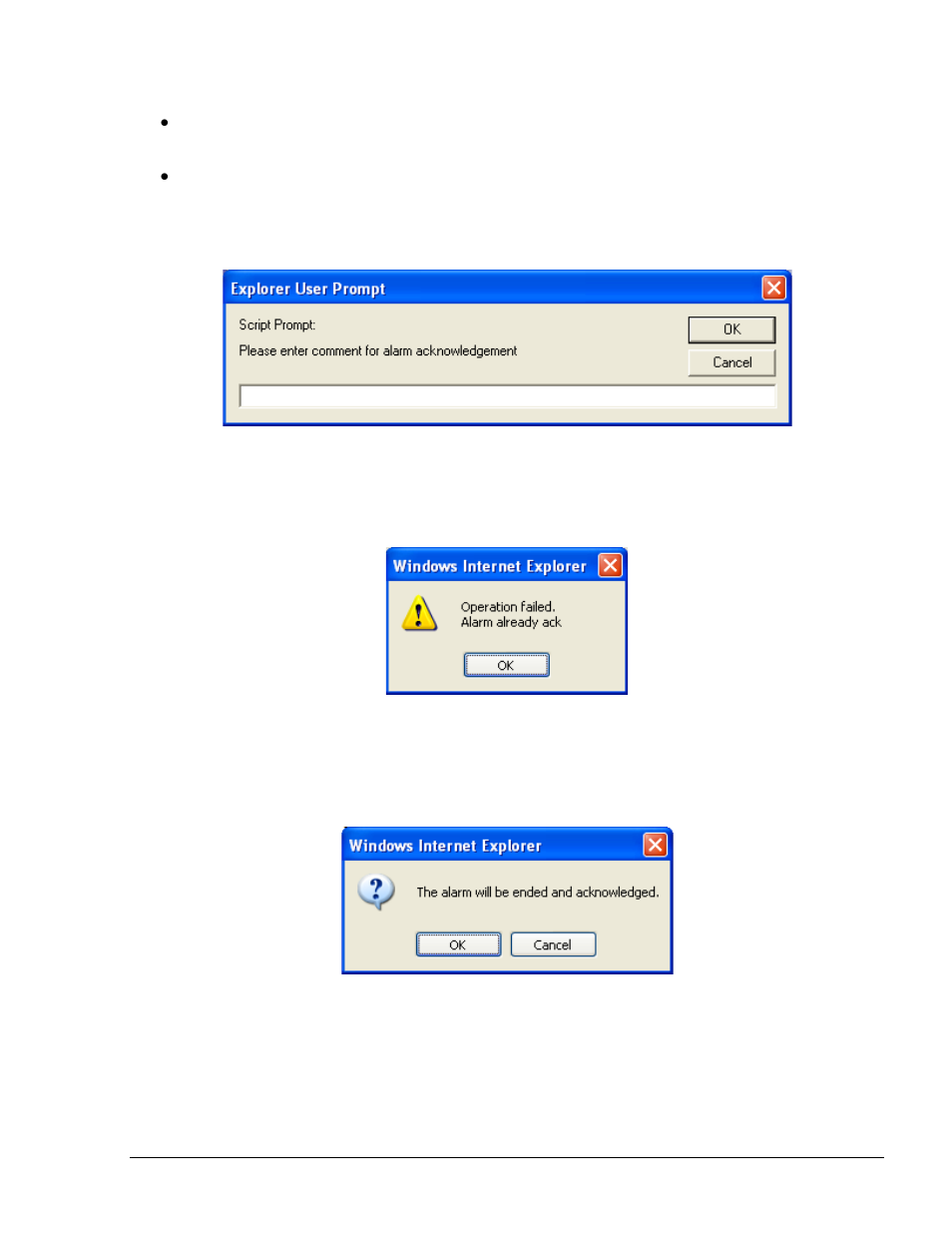 Figure 8-5. alarm comment entry screen, Figure 8-6. alarm already acknowledge message | Gasboy SiteOmat Users Manual User Manual | Page 129 / 148