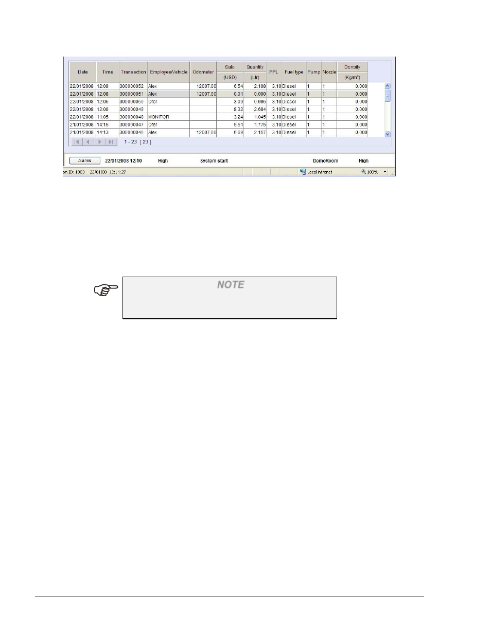 3.2. sorting a grid, Figure 2-1. selecting a row in a grid | Gasboy SiteOmat Users Manual User Manual | Page 26 / 148