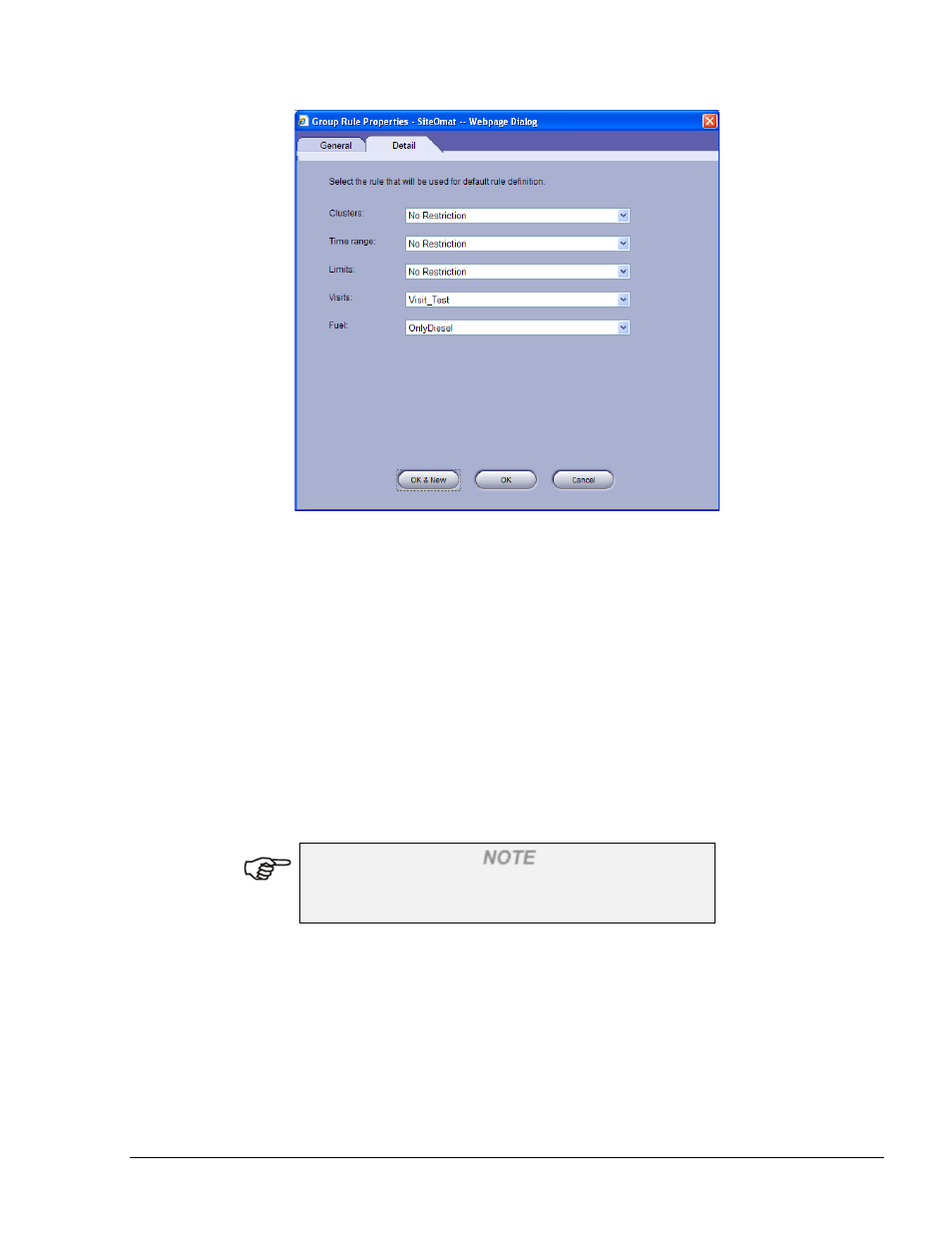 5.2. group rules properties, 5.3. deleting a group rule, Figure 5-12. group rule properties – detail tab | Gasboy SiteOmat Users Manual User Manual | Page 61 / 148