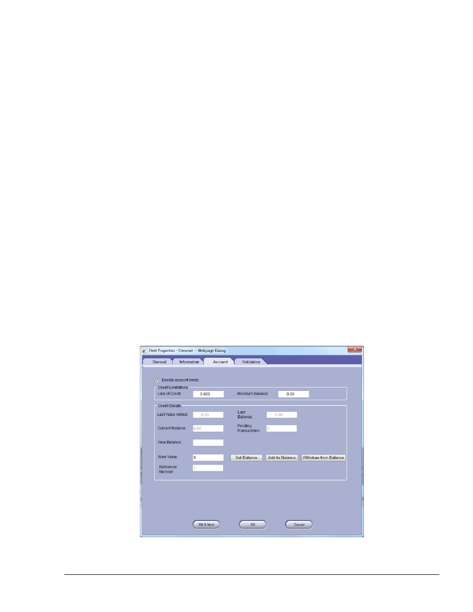 Figure 5-16. fleet properties screen – account tab, Figure 5-16) | Gasboy SiteOmat Users Manual User Manual | Page 65 / 148